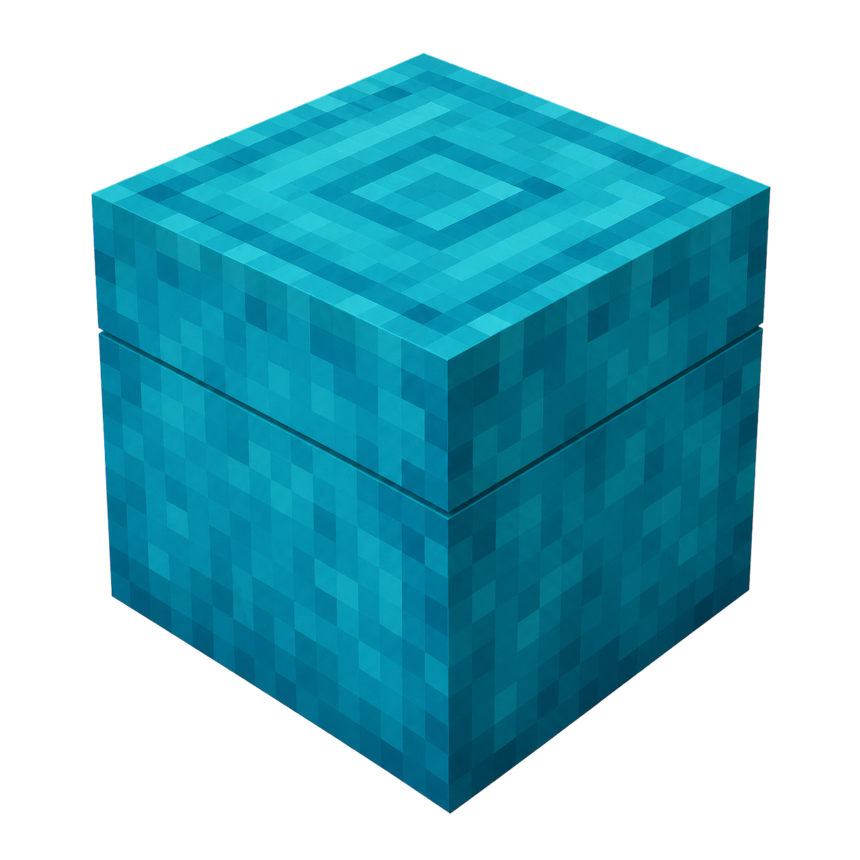 Shulker Box ciano fechada representando os itens raros